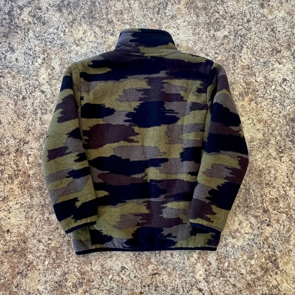 Boys Sherpa Lined Camouflage Full Zip Fleece Jacket Outerwear XS 5/6 Warm Thick